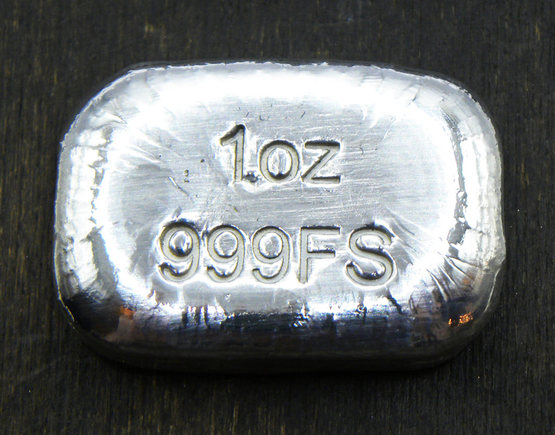 1oz Hand Poured Fine Silver Bar .999