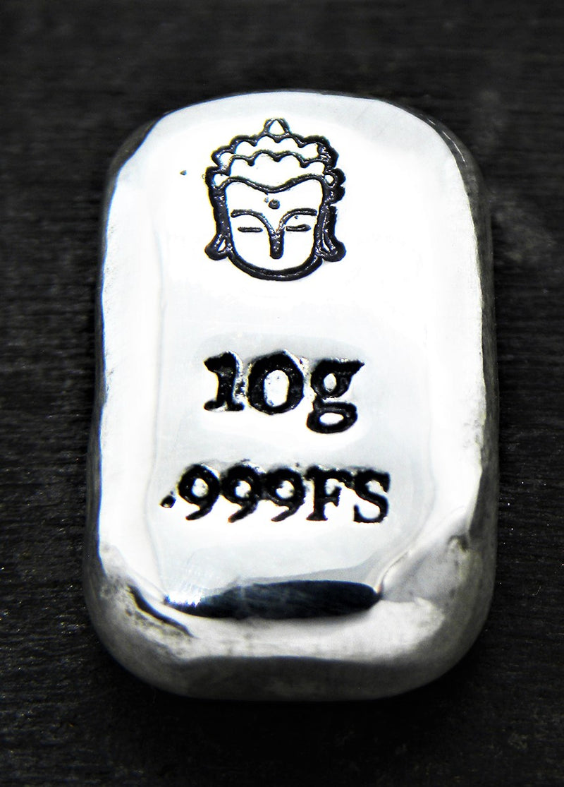 10g Hand Poured Fine Silver Bar .999 - Buddha