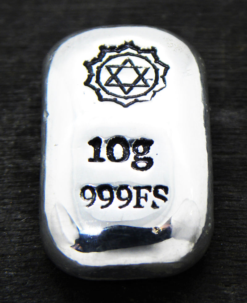 10g Hand Poured Fine Silver Bar .999 - Heart Chakra Anahata