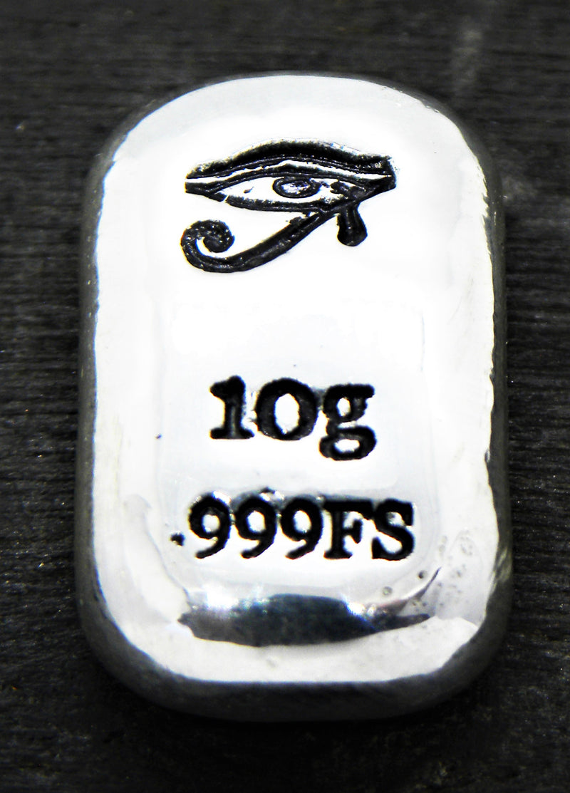 10g Hand Poured Fine Silver Bar .999 - Eye of Horus