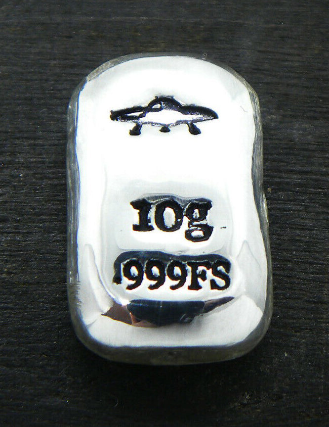 10g Hand Poured Fine Silver Bar .999 - UFO