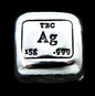 A 15g hand-poured fine silver bullion bar featuring bold TBC, Ag, 15g and 999 purity stamps with a deep black patina for enhanced contrast. The high-polish finish and soft edges highlight its handcrafted quality, while the unique pouring texture makes each piece one of a kind. A premium investment bullion from the Tasmanian Bullion Company